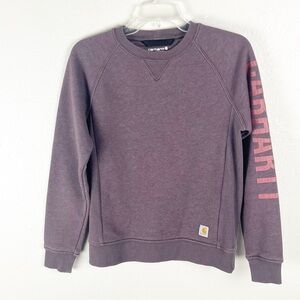 CARHARTT Blackberry Relaxed Fit Graphic Spellout Long Sleeves Sweatshirt Size XS